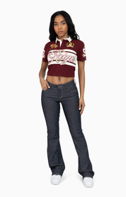 Patched Embroidered Polo Shirt - Rum Raisin