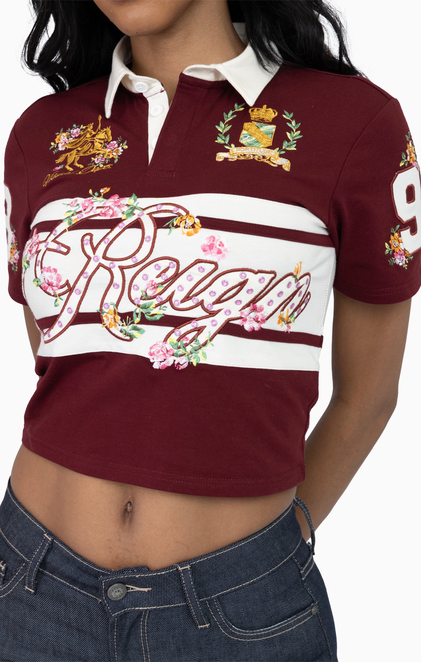 Patched Embroidered Polo Shirt - Rum Raisin