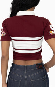 Patched Embroidered Polo Shirt - Rum Raisin