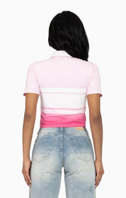 Studded Embroidered Polo Shirt - Veiled Pink