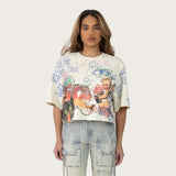 Boxy Rhinestone T-Shirt - Turtle dove