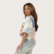 Boxy Rhinestone T-Shirt - Turtledove