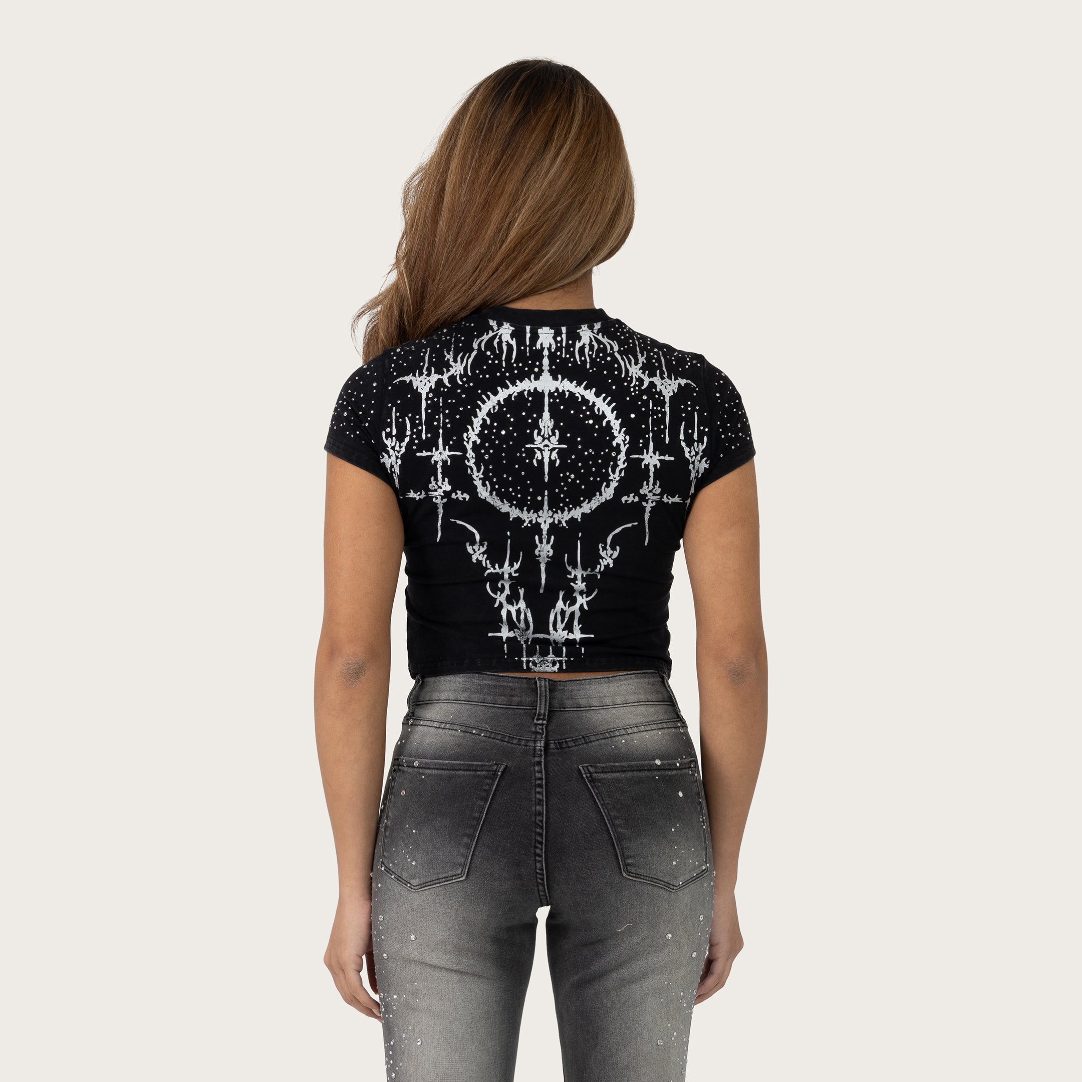 Fitted Rhinestone T-Shirt - Hematite