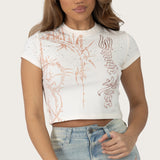 Fitted Rhinestone T-Shirt - Oat Pearl