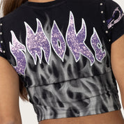 Fitted Rhinestone T-Shirt - Hematite