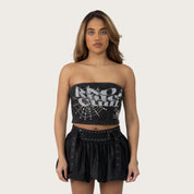 Rhinestone Tube Top - Hematite