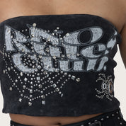 Rhinestone Tube Top - Hematite