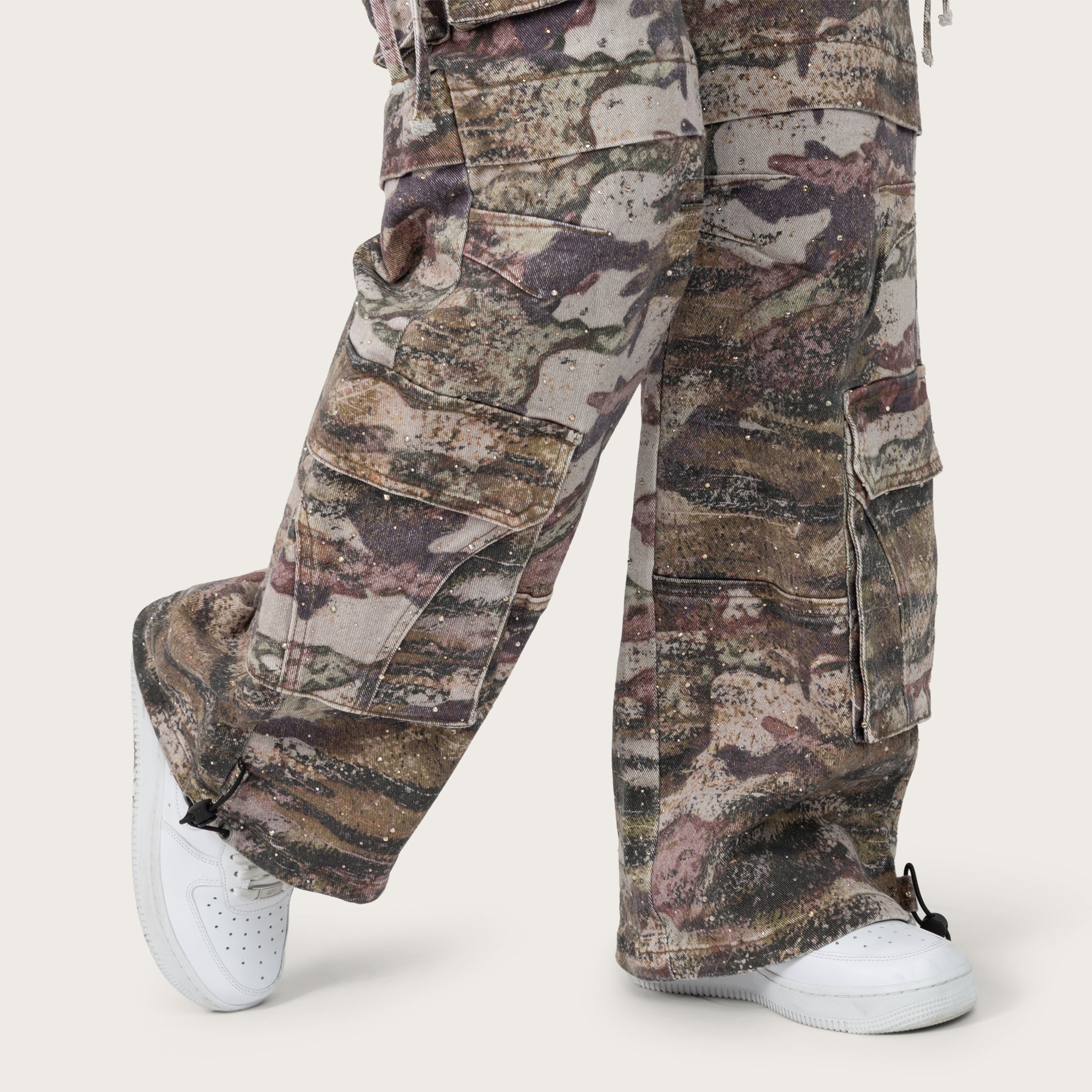 Wide Leg Utility Overalls - Mauve Tigress Camo