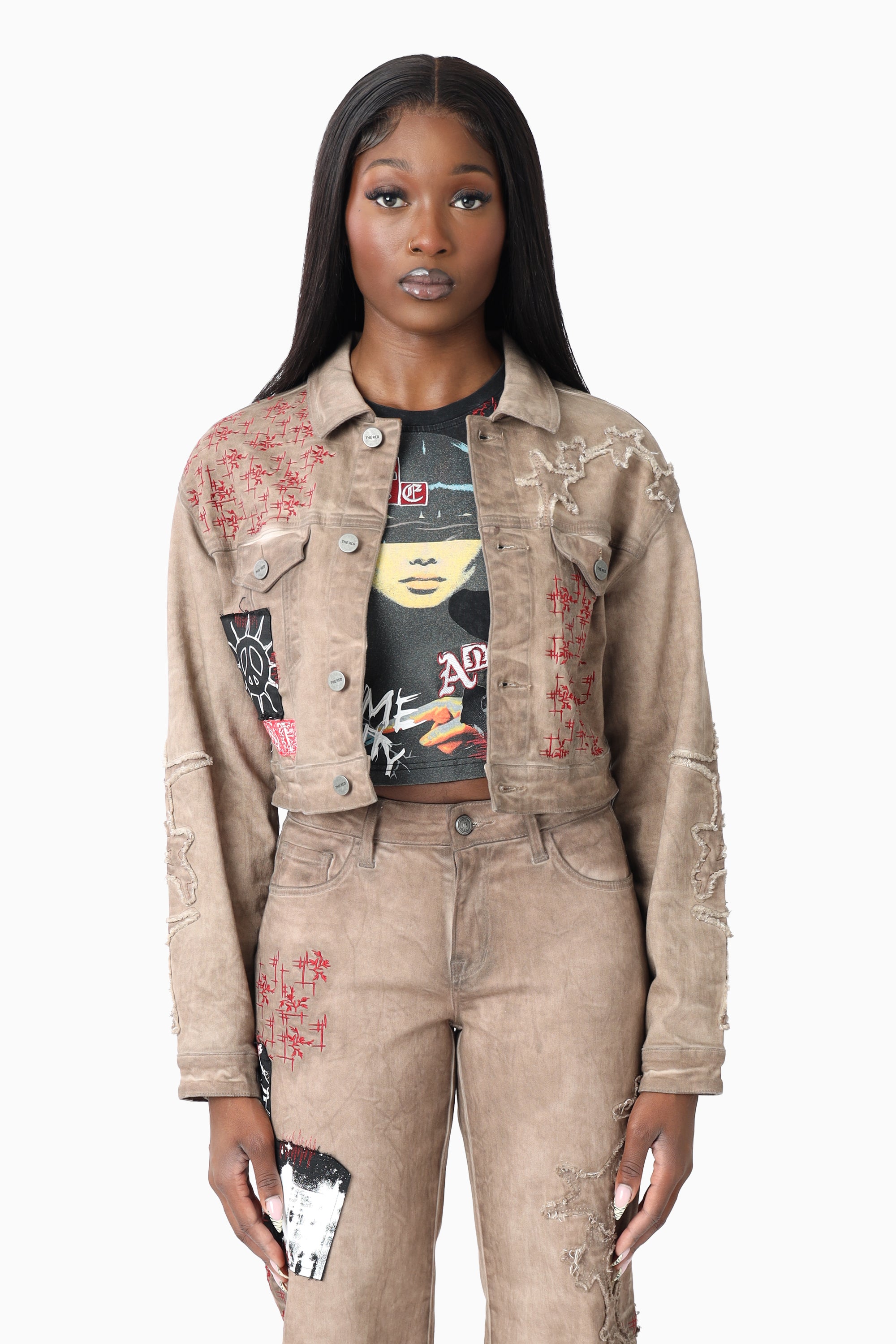 Patchwork Embroidered Jacket - Portabella