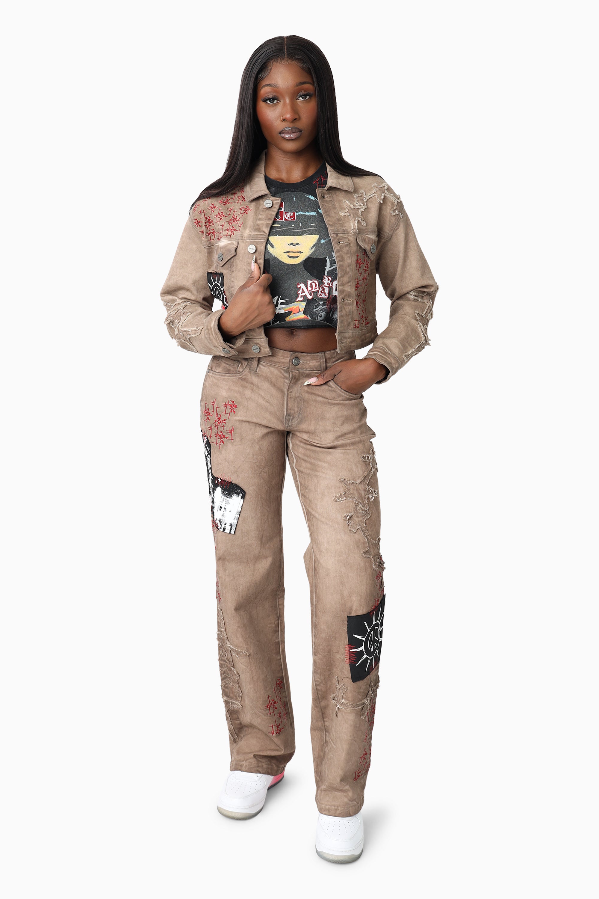 Patchwork Embroidered Jacket - Portabella