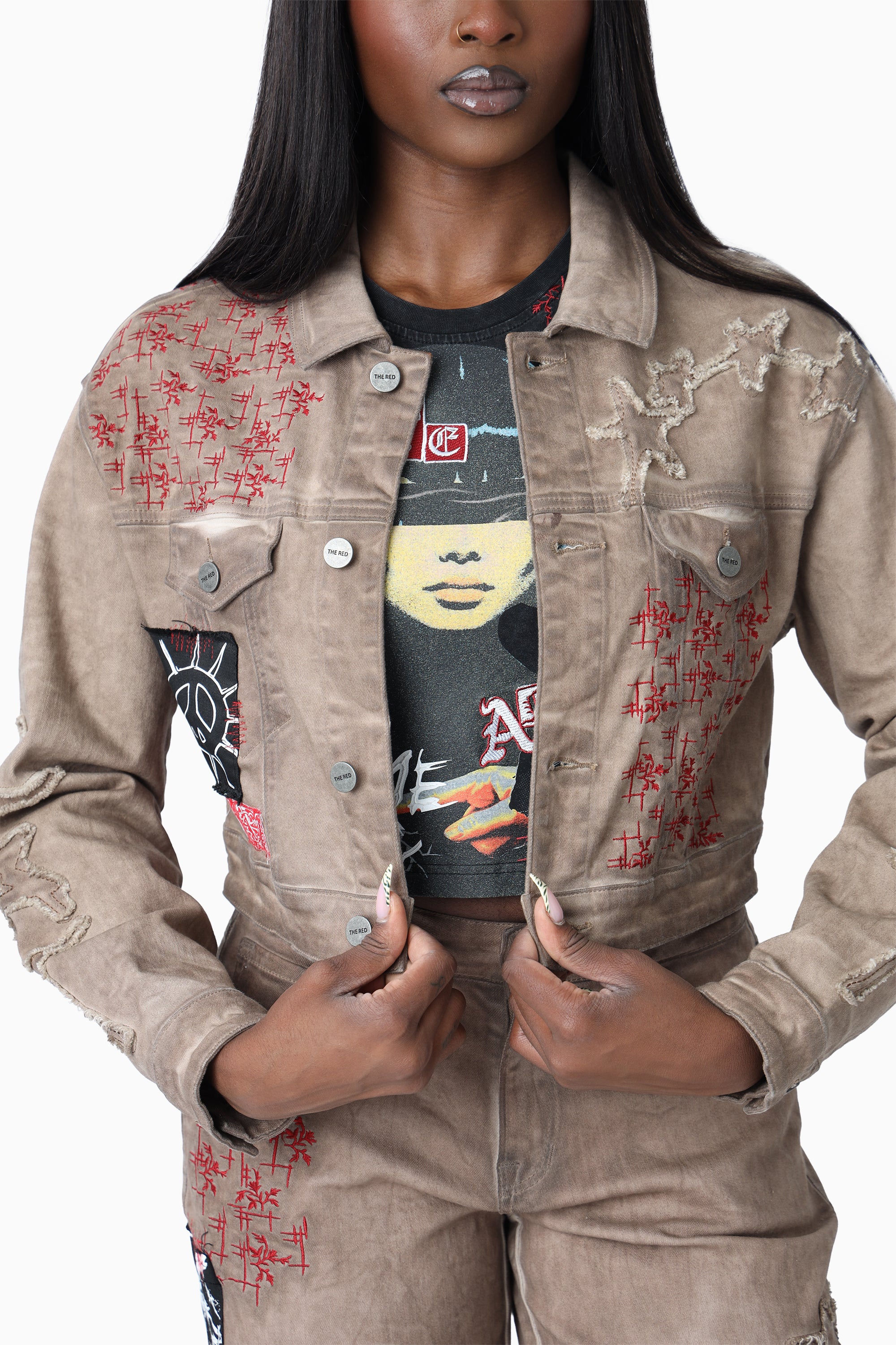 Patchwork Embroidered Jacket - Portabella