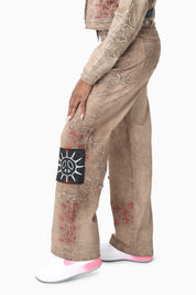 Patchwork Embroidered Pants - Portabella