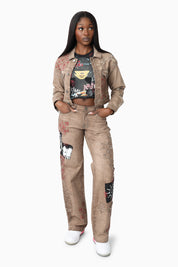 Patchwork Embroidered Pants - Portabella