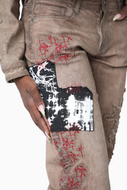 Patchwork Embroidered Pants - Portabella