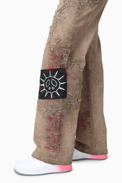 Patchwork Embroidered Pants - Portabella