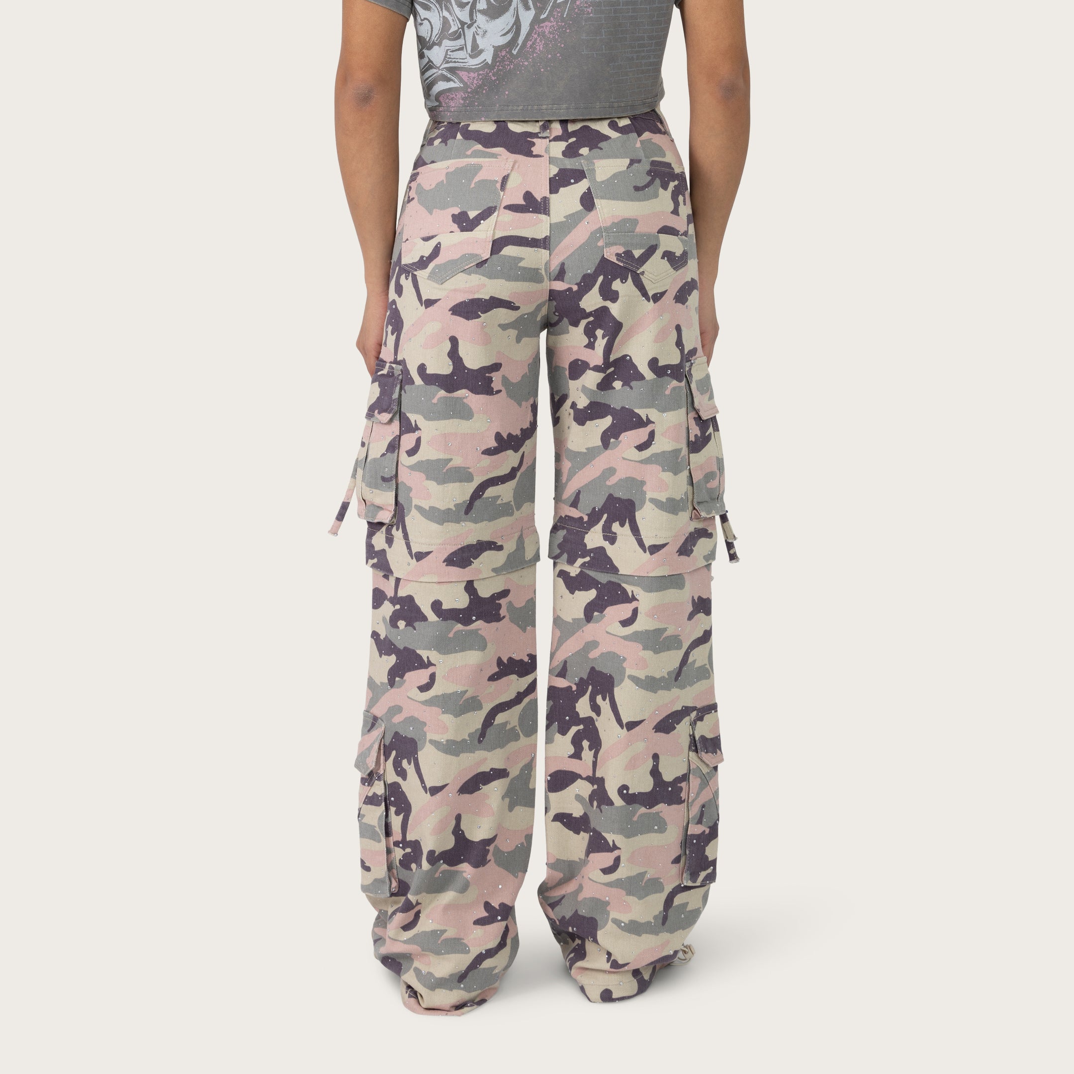 High Rise Wide Leg Camo Pants - Dusty Blush Camo