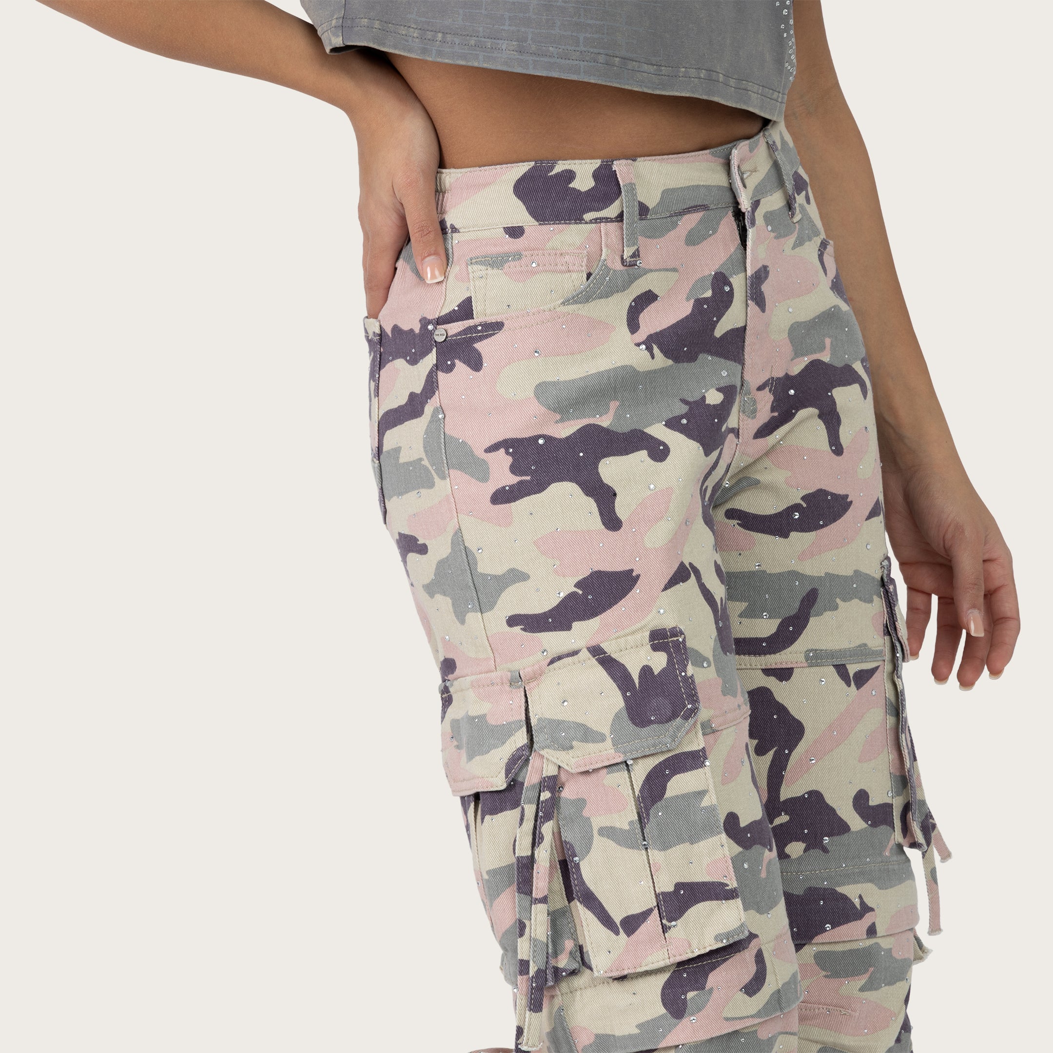 High Rise Wide Leg Camo Pants - Dusty Blush Camo