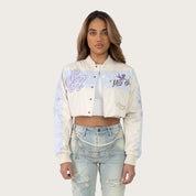 Short Patched Windbreaker Jacket - Oatmeal