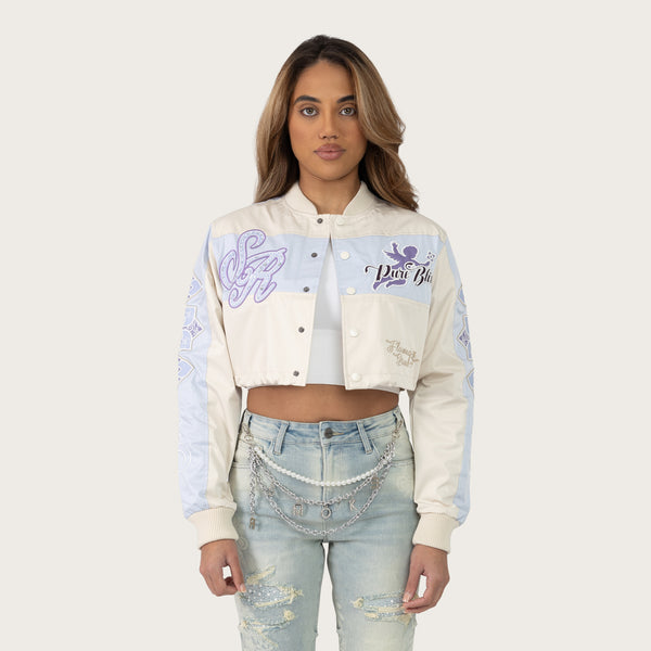 Short Patched Windbreaker Jacket - Oatmeal
