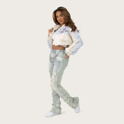 Short Patched Windbreaker Jacket - Oatmeal