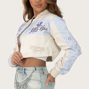 Short Patched Windbreaker Jacket - Oatmeal