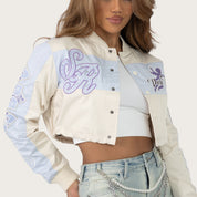 Short Patched Windbreaker Jacket - Oatmeal