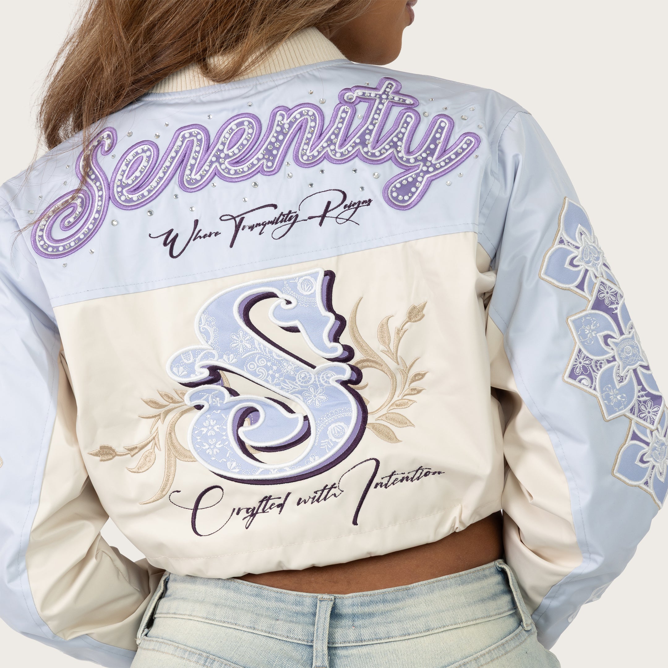 Short Patched Windbreaker Jacket - Oatmeal