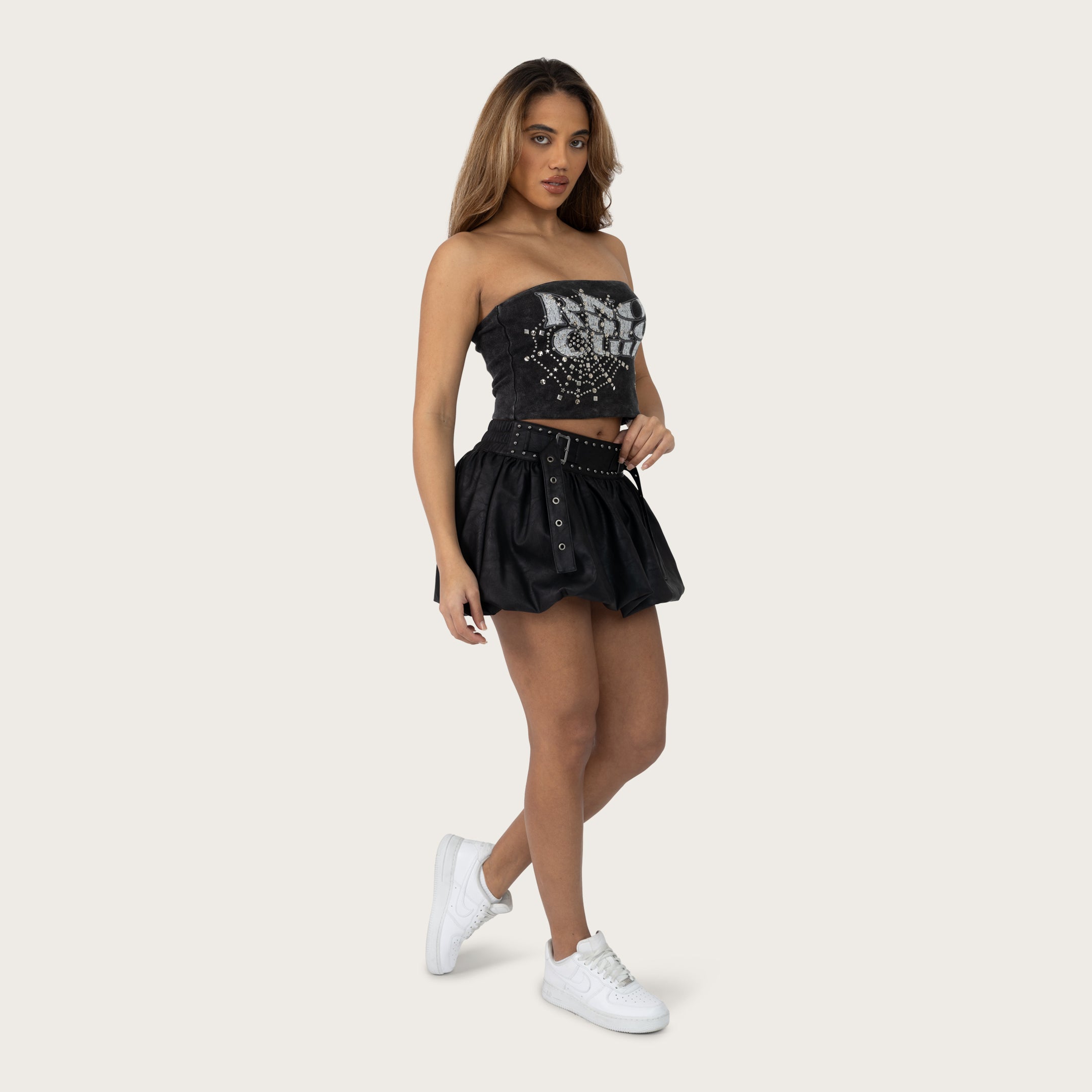 Vegan Leather Bubble Skirt - Black – Smoke Rise NY