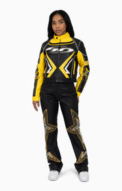 Pu Leather Embellished Jacket - Solar Power