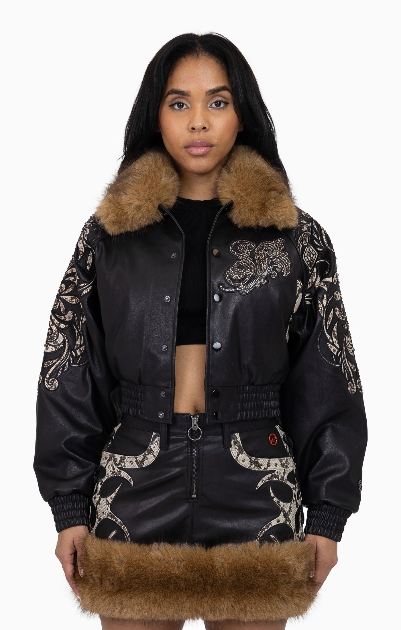 Python Patch PU Jacket - Black