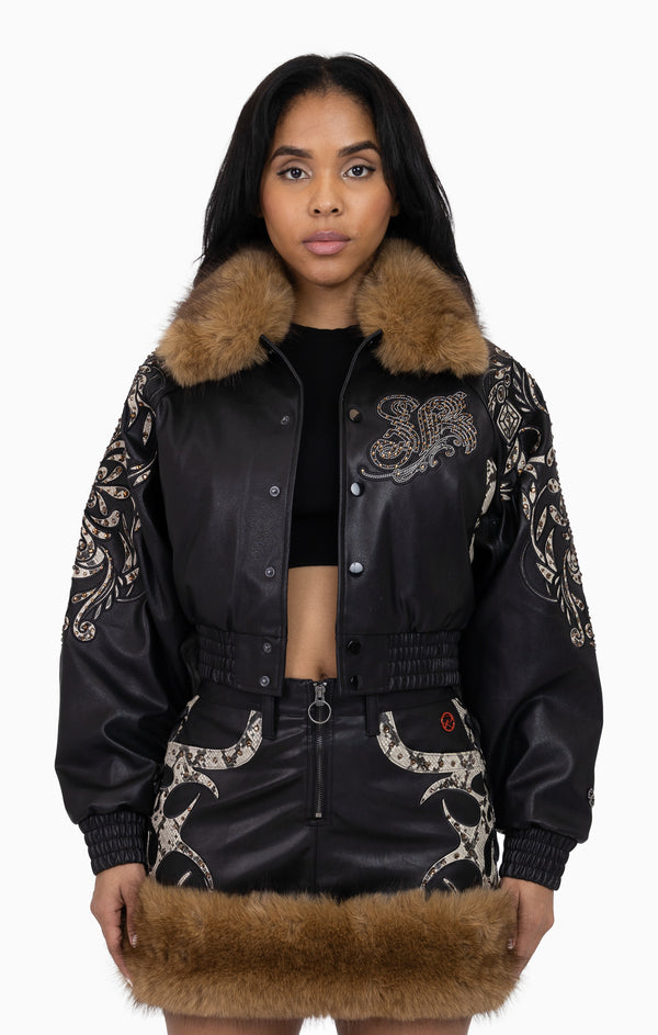 Python Patch PU Jacket - Black