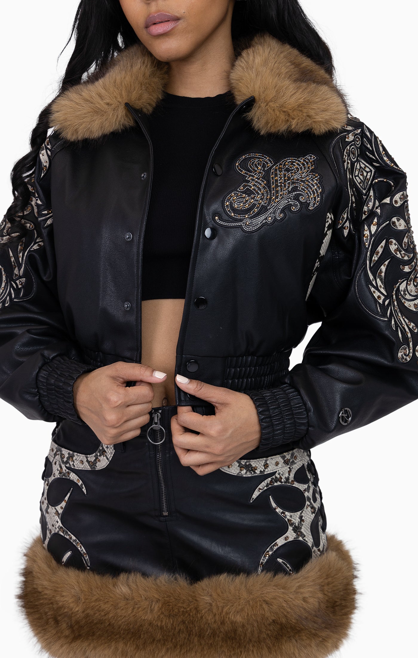 Python Patch PU Jacket - Black
