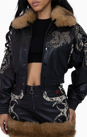 Python Patch PU Jacket - Black