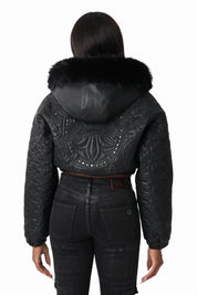 Quilted PU Jacket - Black