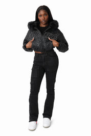 Quilted PU Jacket - Black