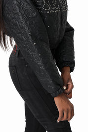 Quilted PU Jacket - Black