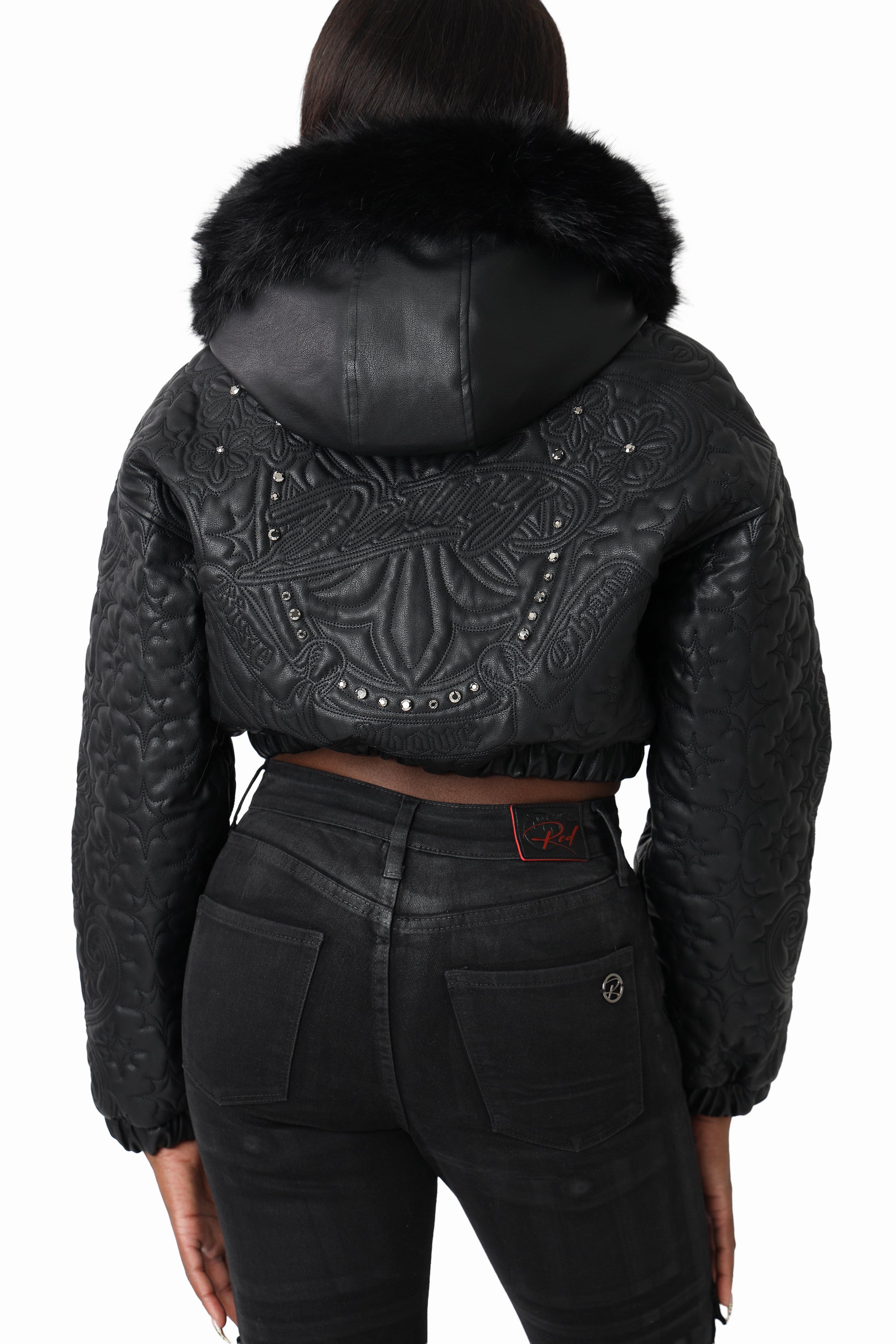 Quilted PU Jacket - Black