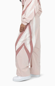 Rhinestone Panel Windbreaker Pants - Blush Powder