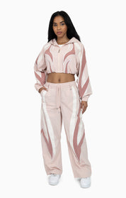 Rhinestone Panel Windbreaker Pants - Blush Powder