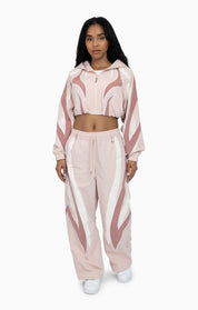 Rhinestone Panel Windbreaker Pants - Blush Powder