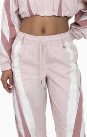 Rhinestone Panel Windbreaker Pants - Blush Powder