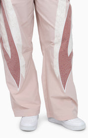 Rhinestone Panel Windbreaker Pants - Blush Powder