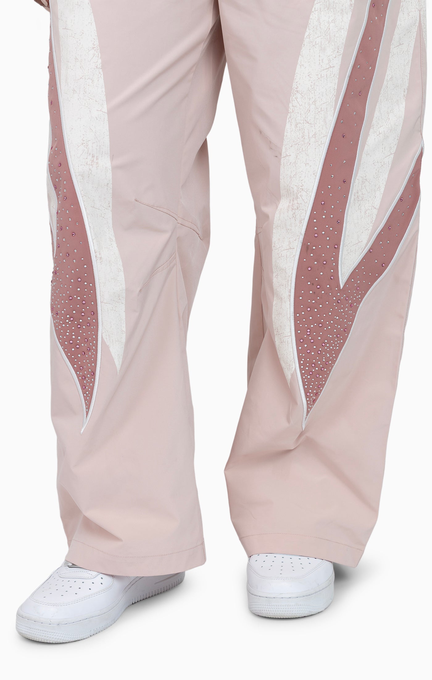 Rhinestone Panel Windbreaker Pants - Blush Powder