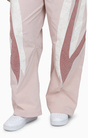 Rhinestone Panel Windbreaker Pants - Blush Powder