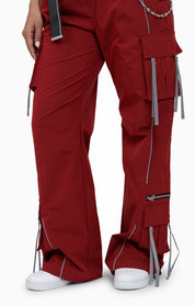 Strappy Utility Wide Leg Pants W/ Belt - Biking Red