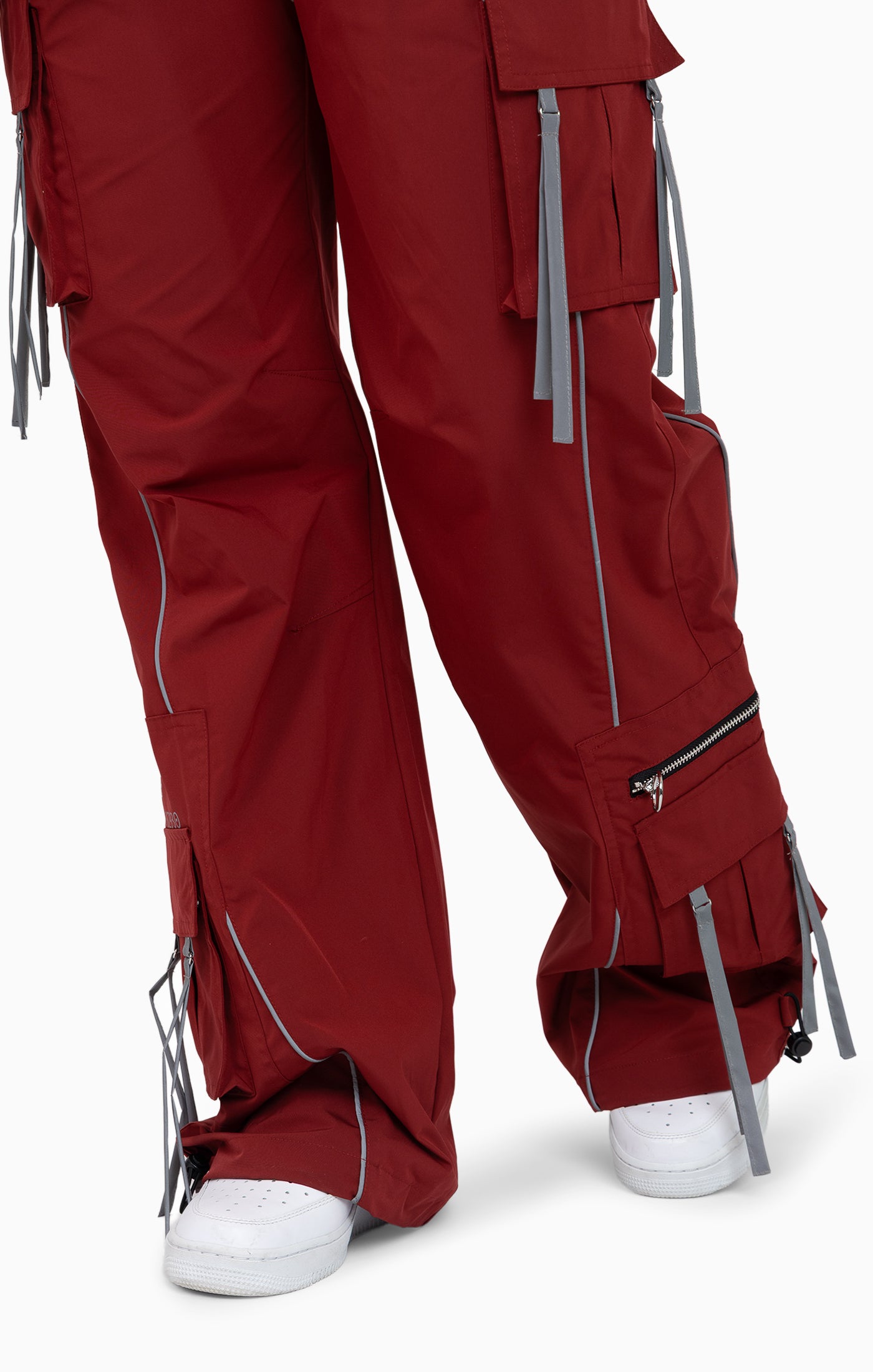 Strappy Utility Wide Leg Pants W/ Belt - Biking Red