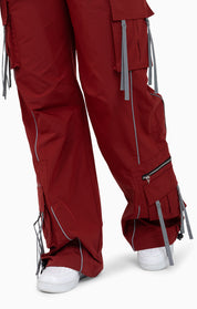 Strappy Utility Wide Leg Pants W/ Belt - Biking Red