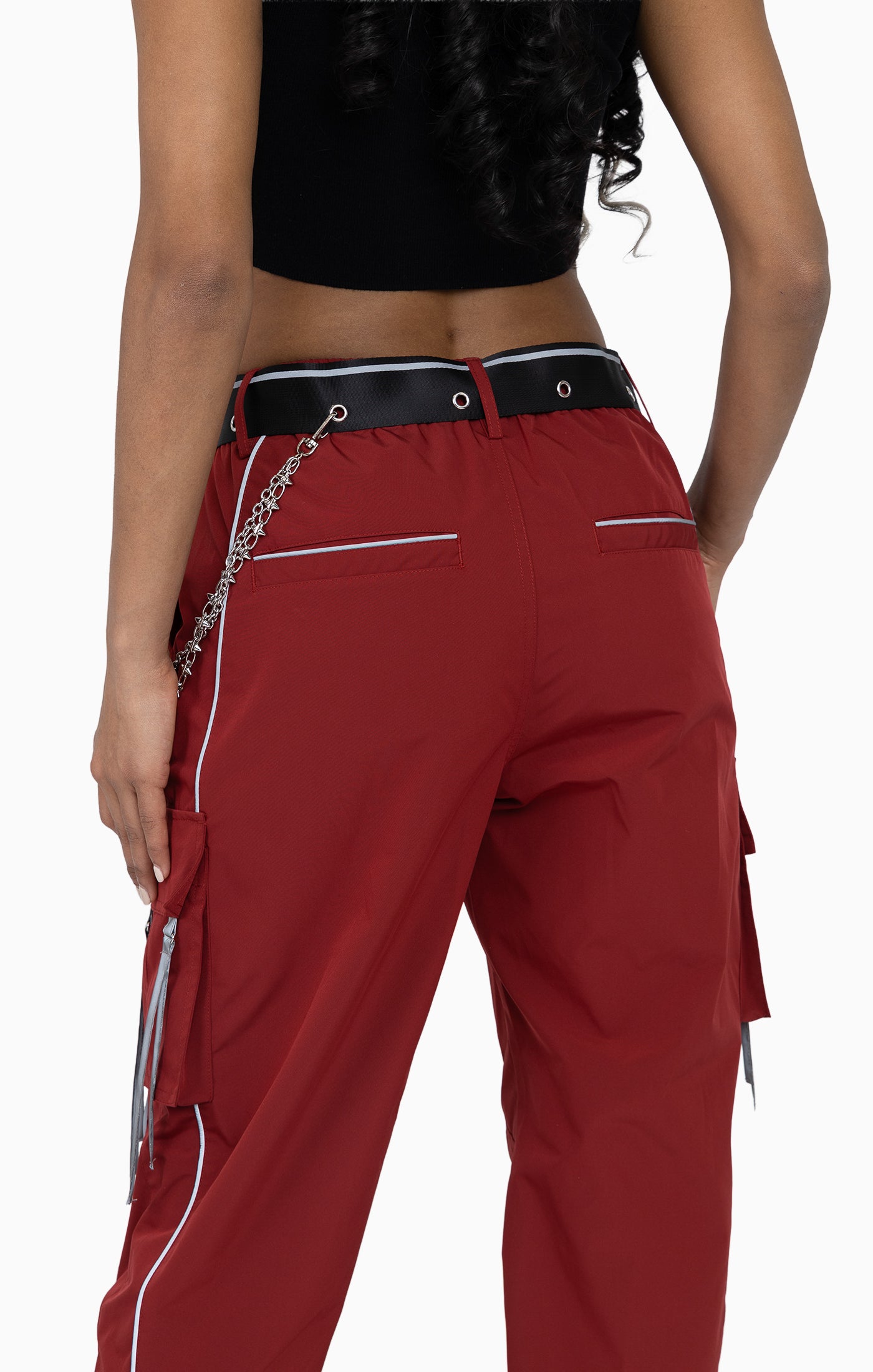Strappy Utility Wide Leg Pants W/ Belt - Biking Red