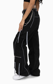 Strappy Utility Wide Leg Pants W/ Belt - Black