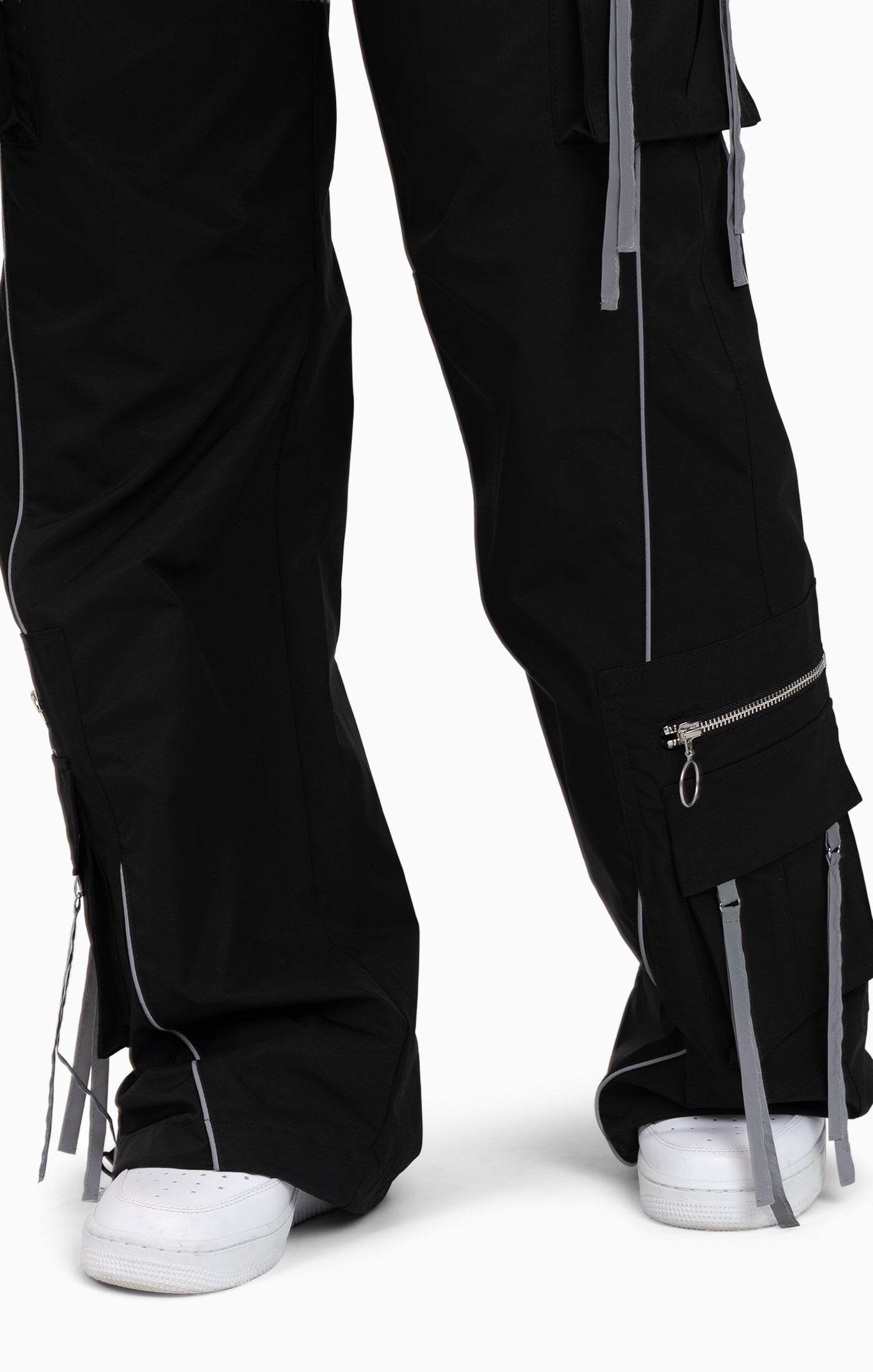Strappy Utility Wide Leg Pants W/ Belt - Black